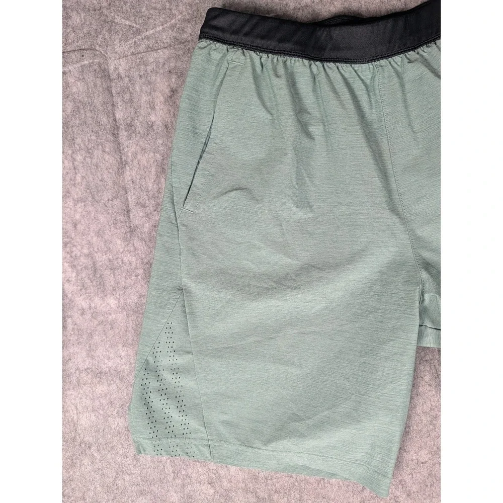 Adidas Mens Sage Green Heathered‎ Training Shorts Laser Cut Perforated Gym L
